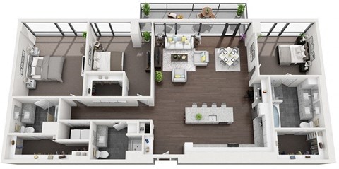 Floor plan for 3 beds, 3 baths, 2104 sqft